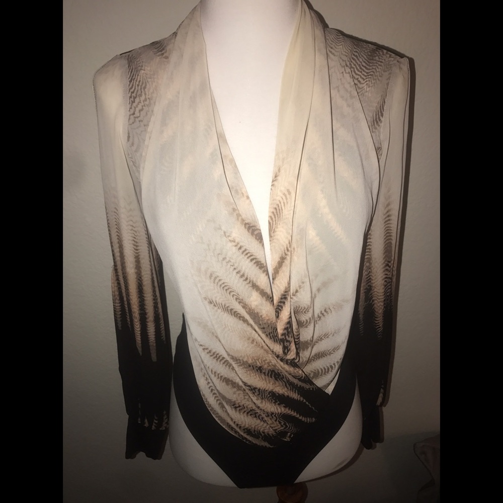 BEBE Long Sleeve Wrap Bodysuit XS